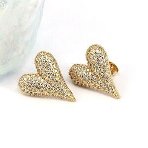 18K GP Heart Studs Earrings
